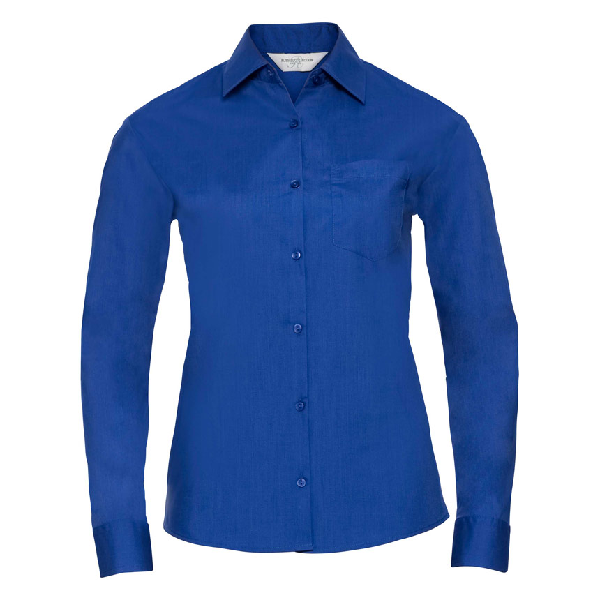 R934F-Ladies LS PolyCotton Poplin Shirt